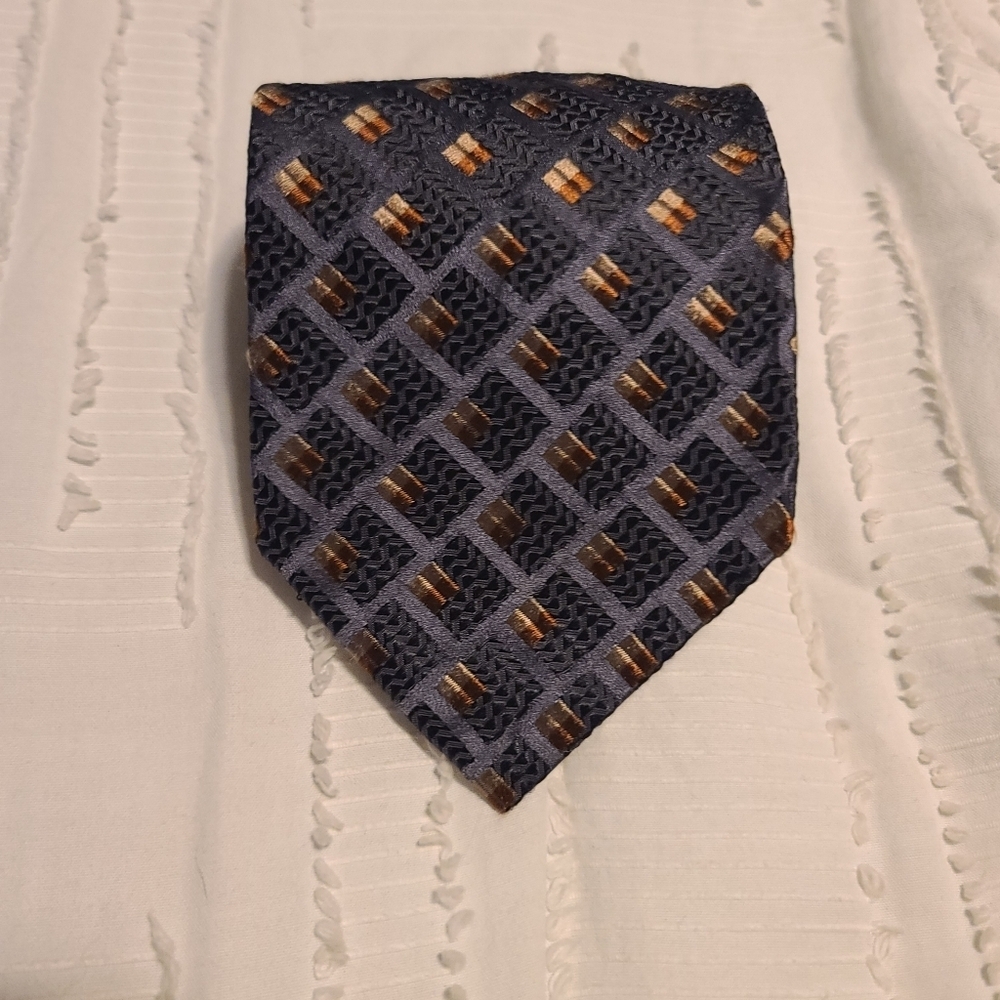 Mondo Di Marco Dark Blue Patterned Silk Neck Tie